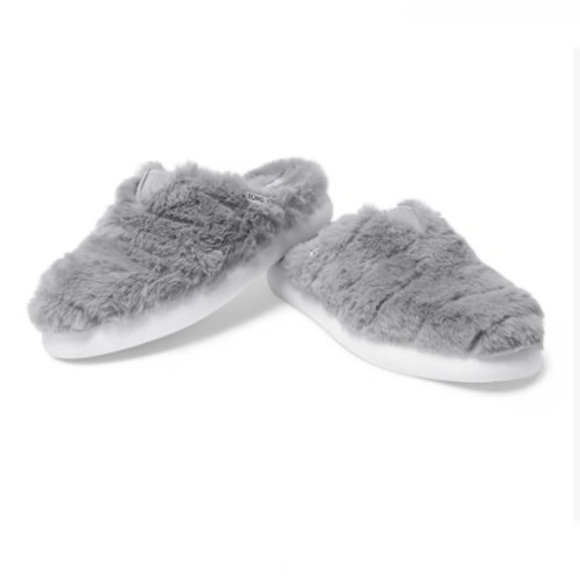 Toms Fluff Slippers Alpargata Mallow Mule Grey Smoke Faux Fur Women NEW Size 9.5 - Picture 3 of 15